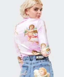 Minga London Angel Heaven Velvet Top In Pink