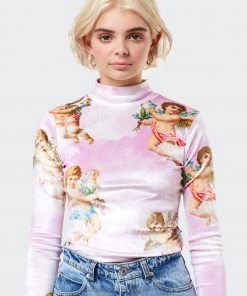 Minga London Angel Heaven Velvet Top In Pink