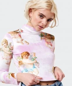 Minga London Angel Heaven Velvet Top In Pink