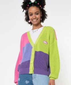 Minga London Clothing Bright Colour Block Knitted Cardigan
