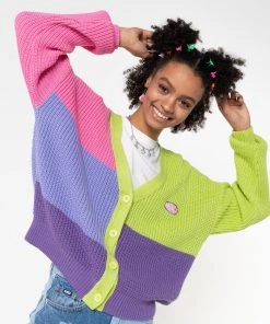 Minga London Clothing Bright Colour Block Knitted Cardigan