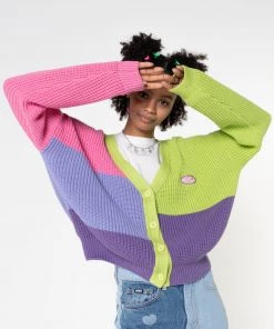 Minga London Clothing Bright Colour Block Knitted Cardigan