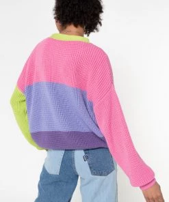 Minga London Clothing Bright Colour Block Knitted Cardigan