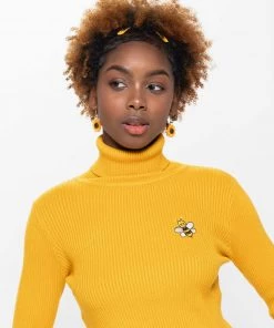 Minga London Bumble Bee High Neck Knitted Top Clothing