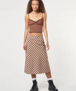 Minga London Chocolate Brown Lace Trim Cami Top Clothing