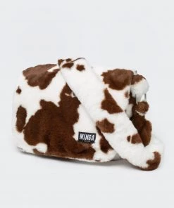 Minga London Cow Print Fluffy Crossbody Bag