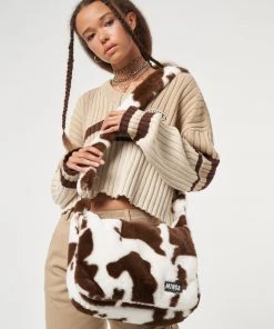 Minga London Cow Print Fluffy Crossbody Bag