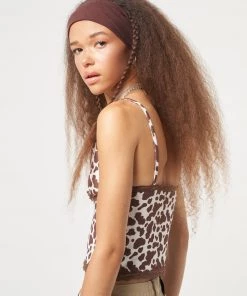 Minga London Clothing Cow Print Lace Trim Cami Top