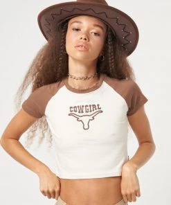 Minga London Cowgirl Bull Baseball Tee Clothing