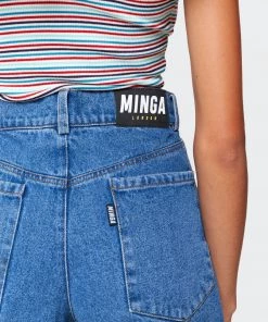 Minga London Clothing Denim Skater Jeans In Mid Blue