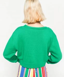 Minga London Clothing Cherry Girl Green Crop Cardigan