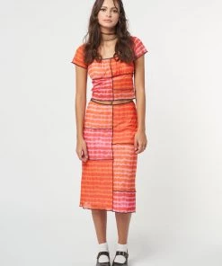 Minga London Clothing Vivid Tie Dye Patchwork Midi Skirt