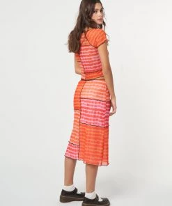 Minga London Clothing Vivid Tie Dye Patchwork Midi Skirt