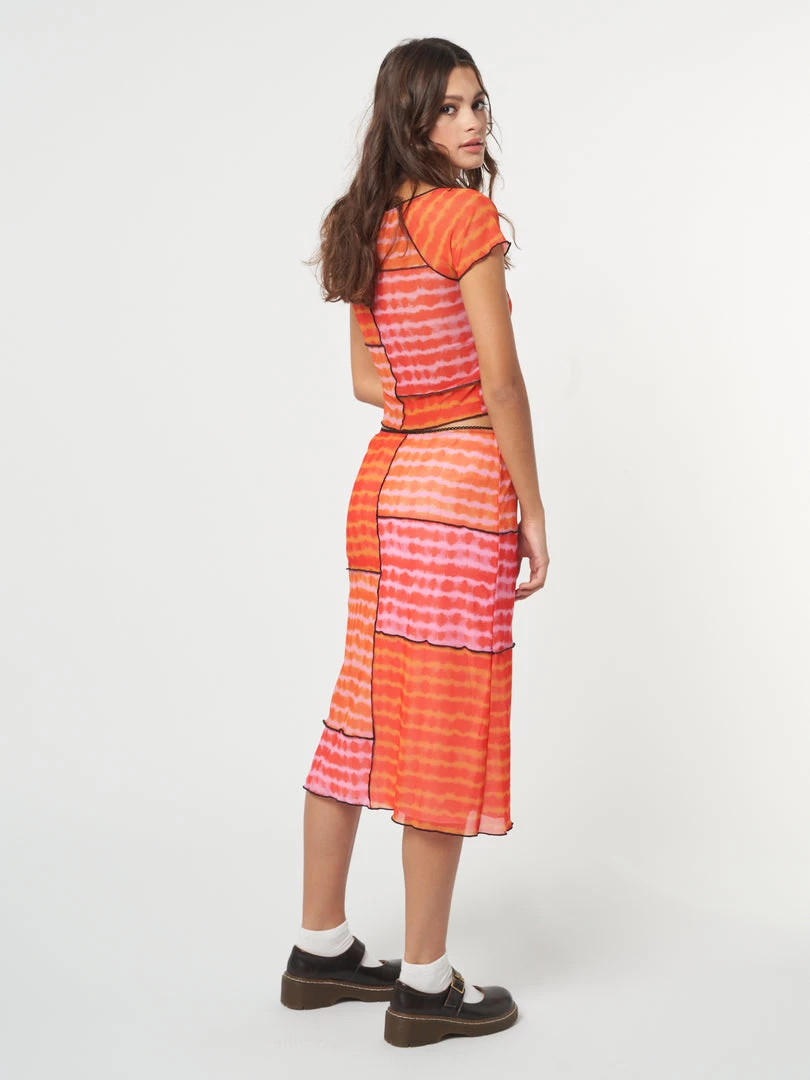 Minga London Clothing Vivid Tie Dye Patchwork Midi Skirt