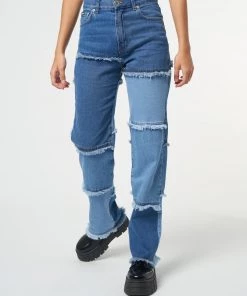 Minga London Smash Patchwork Striped Jeans Clothing