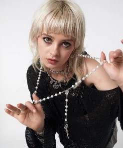 Minga London Pray 4 Me Rosary Pearl Beads Necklace