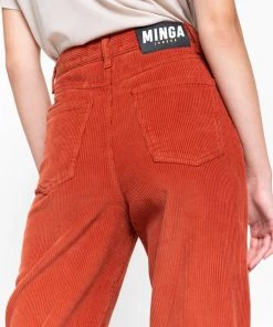 Minga London Bottoms Rust Corduroy Mom Jeans