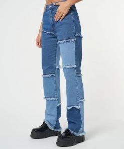 Minga London Smash Patchwork Striped Jeans Clothing