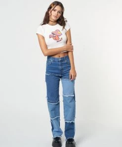 Minga London Smash Patchwork Striped Jeans Clothing