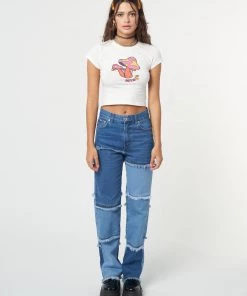 Minga London Smash Patchwork Striped Jeans Clothing