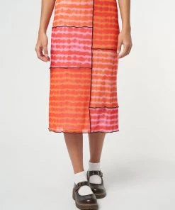 Minga London Clothing Vivid Tie Dye Patchwork Midi Skirt