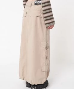 Minga London Clothing Aria Beige Cargo Maxi Skirt