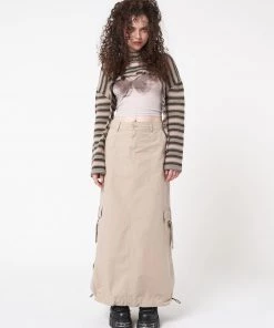 Minga London Clothing Aria Beige Cargo Maxi Skirt