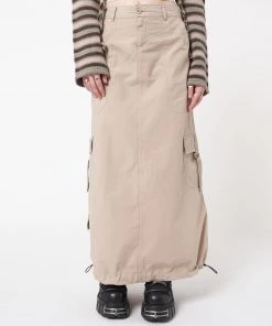 Minga London Clothing Aria Beige Cargo Maxi Skirt