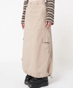 Minga London Clothing Aria Beige Cargo Maxi Skirt