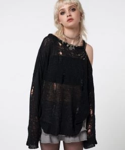 Minga London Most Wanted Avril Distressed Cut Out Net Knit Jumper