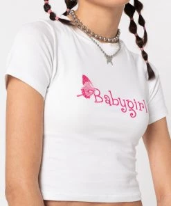 Minga London Babygirl Butterfly Crop Tee Clothing