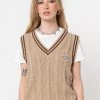Minga London Clothing Beige Cable Knitted Sweater Vest