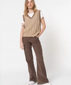 Minga London Clothing Beige Cable Knitted Sweater Vest