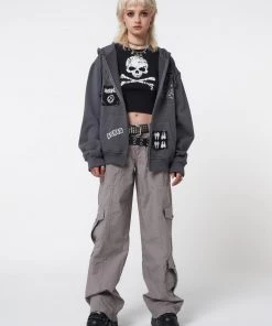 Minga London Billie Patch Prints Zip Up Hoodie Jacket Most Wanted