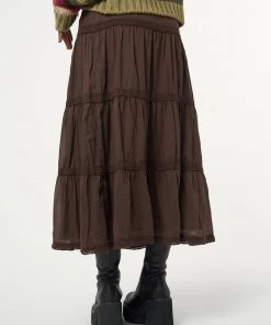 Minga London Bohemian Fairy Ruffle Lace Maxi Skirt Most Wanted