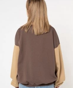 Minga London Brown Beige Colour Block Bomber Jacket Clothing