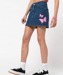 Minga London Butterfly Denim Mini Skirt Clothing