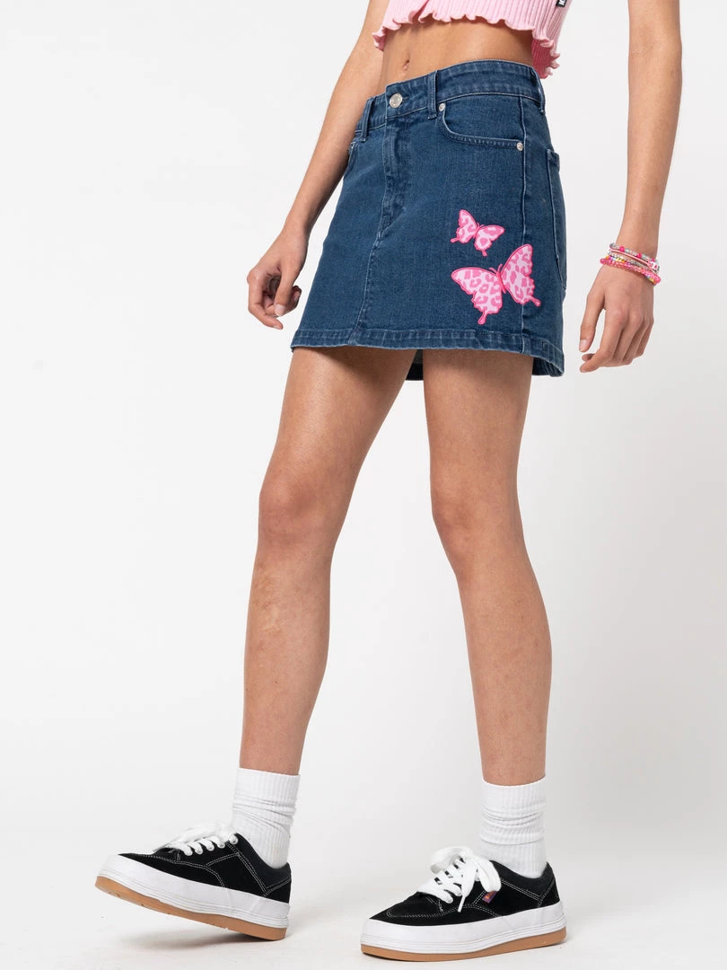 Minga London Butterfly Denim Mini Skirt Clothing