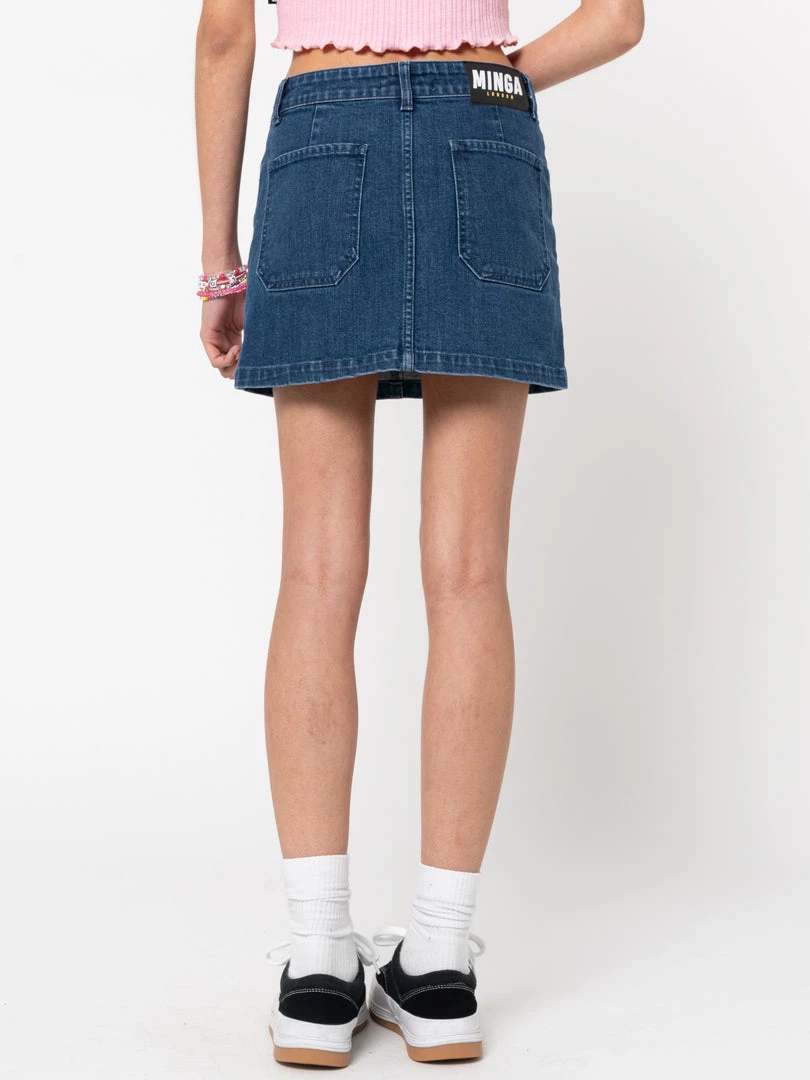 Minga London Butterfly Denim Mini Skirt Clothing