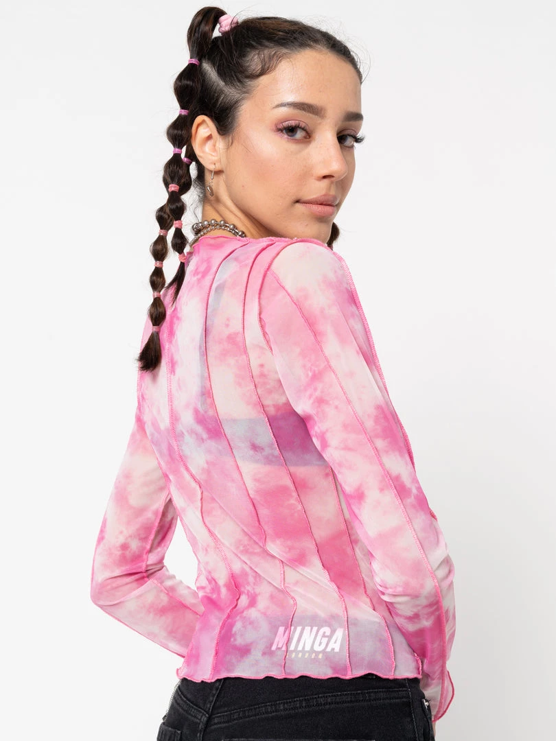 Minga London Butterfly Tie Dye Mesh Top Clothing