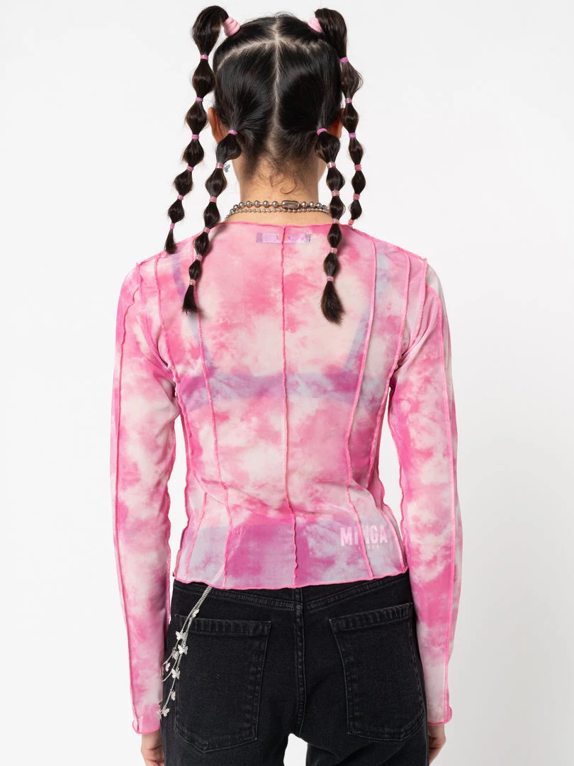 Minga London Butterfly Tie Dye Mesh Top Clothing