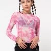Minga London Butterfly Tie Dye Mesh Top Clothing