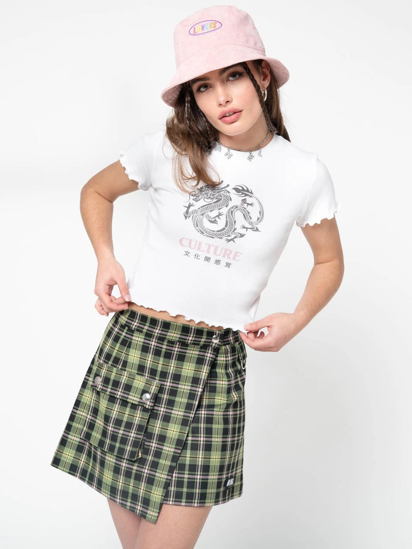 Minga London Clothing Culture Chinese Dragon Lettuce Edge Crop Tee