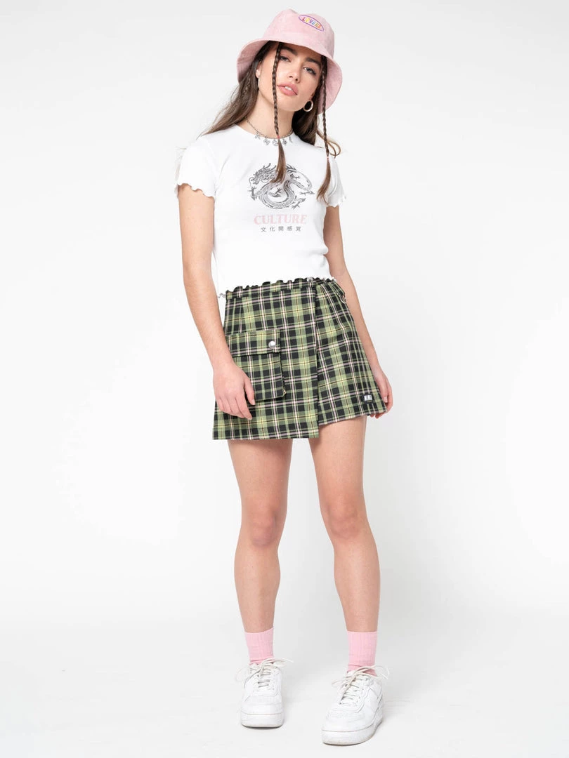 Minga London Clothing Culture Chinese Dragon Lettuce Edge Crop Tee