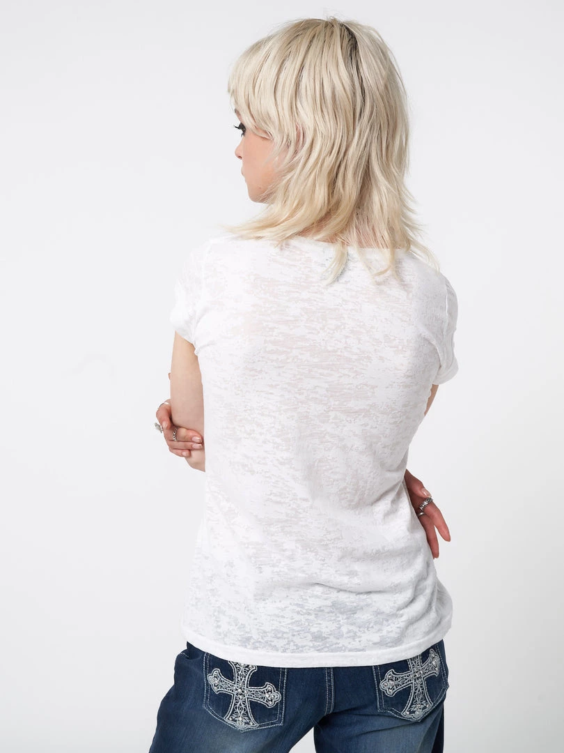 Minga London Dark Angel Rhinestone Devoré T-shirt Most Wanted