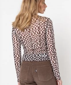 Minga London Distorted Check Mesh Top