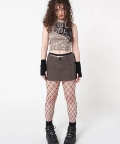 Minga London Ellie Brown Cargo Mini Skirt