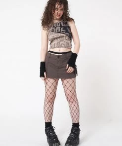 Minga London Ellie Brown Cargo Mini Skirt