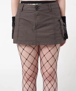 Minga London Ellie Brown Cargo Mini Skirt