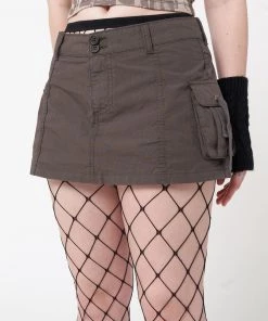 Minga London Ellie Brown Cargo Mini Skirt